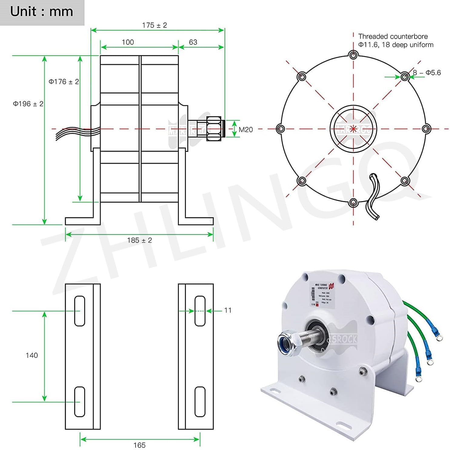 3000W 5000W 6000W 8000W 9000W 10000W Permanent Magnet Generator 12V 24V 48V Wind Turbine Generator Windmill Exercise Bike Hydro Turbine Electric Motor DIY Your Own Horizontal Wind Turbine,24V-10000W