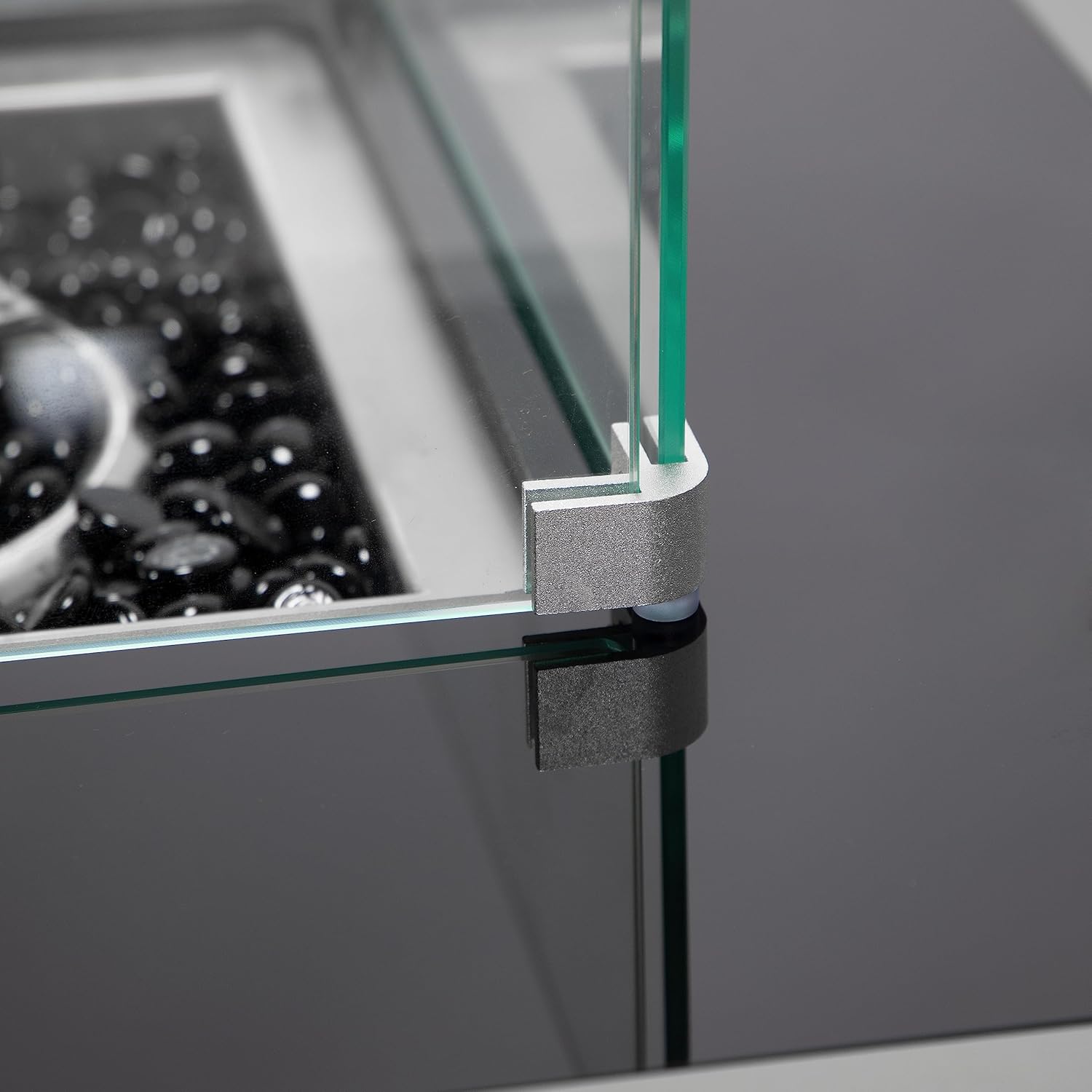 LeisureMod Walbrooke Modern Outdoor Square Fire Pit Table with Powder-Coated Aluminum Frame and Slats Design for Patio and Backyard Garden, Grey