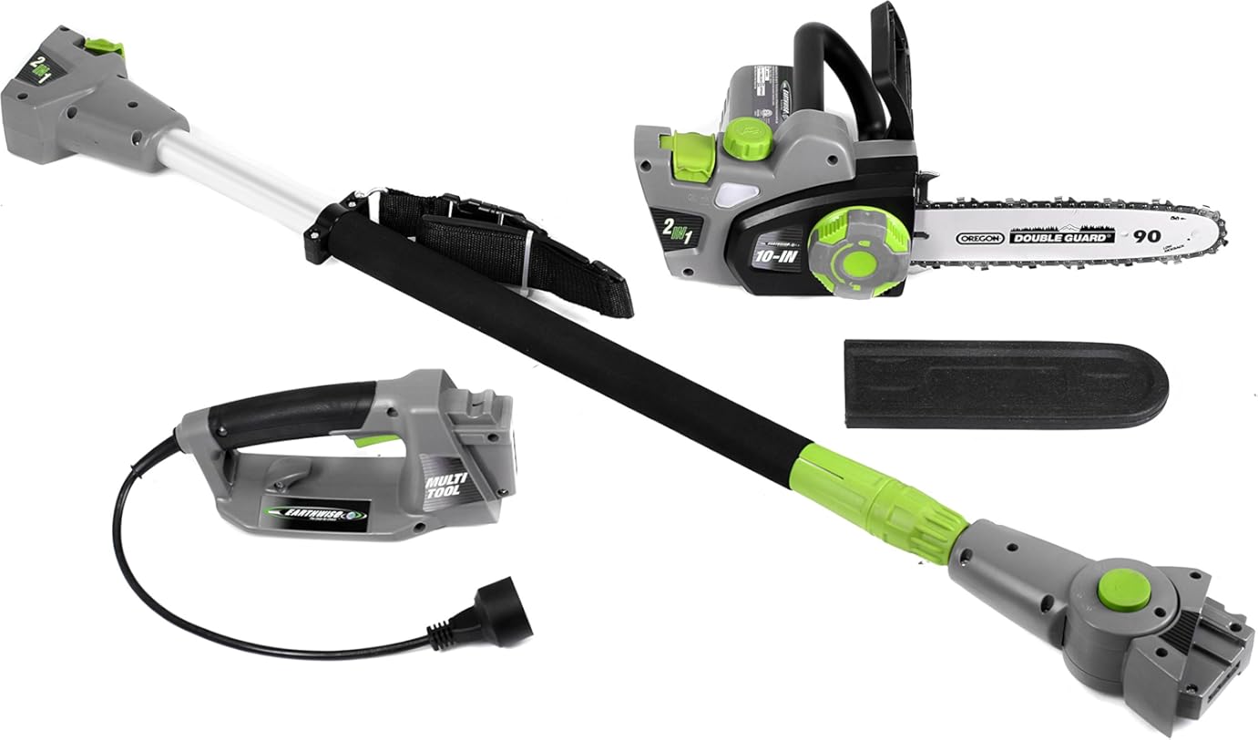 Earthwise CVPS43010 7-Amp 10-Inch Convertible 2-in-1 Corded Electric Pole Saw/Chainsaw