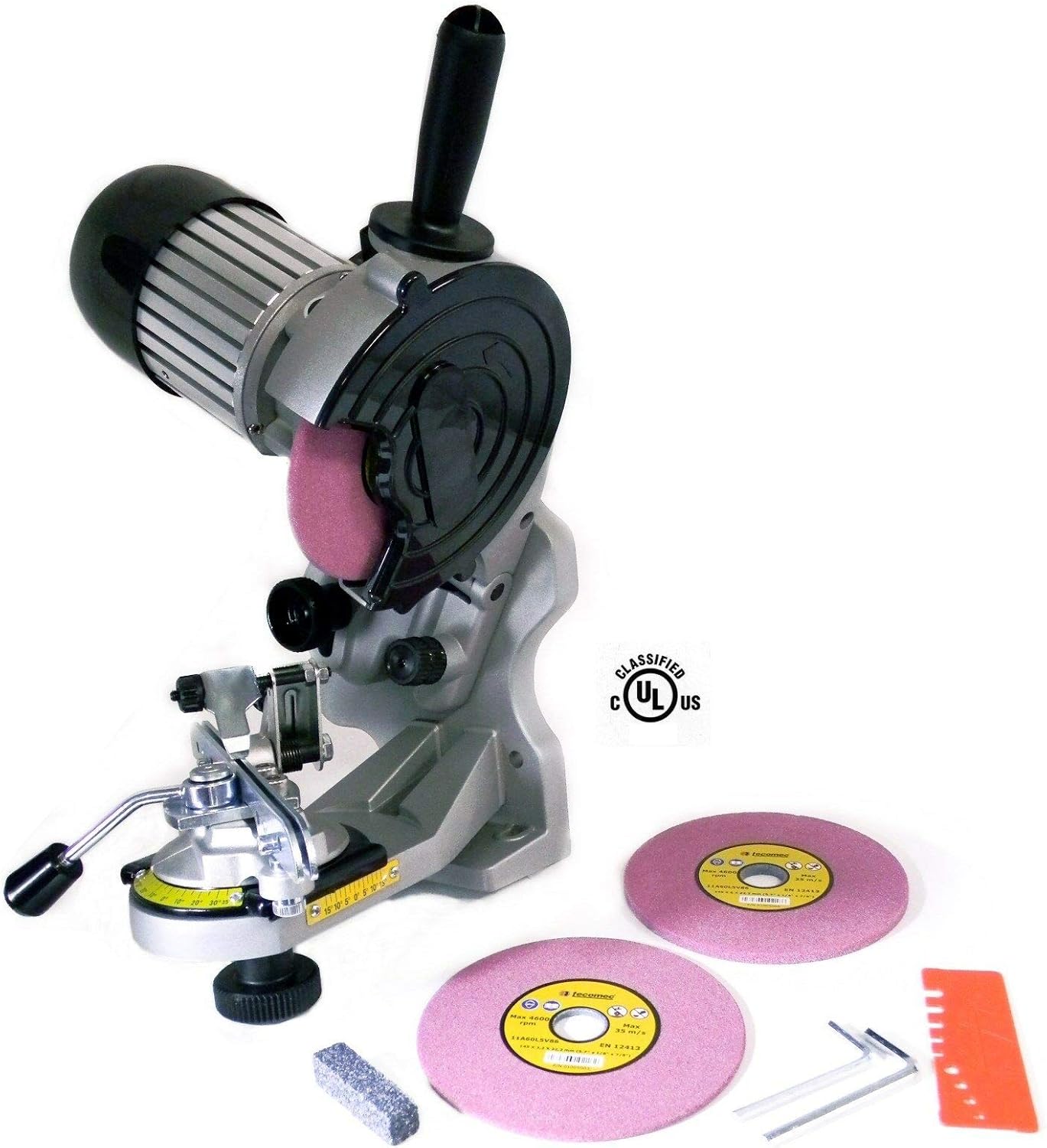 Jolly Evo Professional Chainsaw Chain Grinder 120V Sharpener for 1/4 to .404 Pitch Chains Self Centering Vise with Grinding Wheels