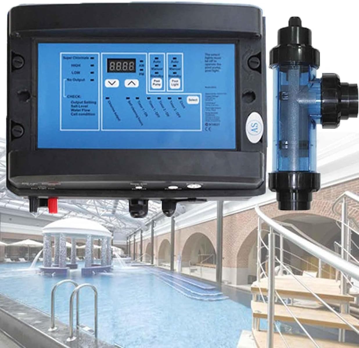 COYEUX Electrolytic Salt Chlorine Generator System, Salt Water Chlorinator Cell,10-40℃ Water Temperature Chlorinator Suitable, for Home Pool