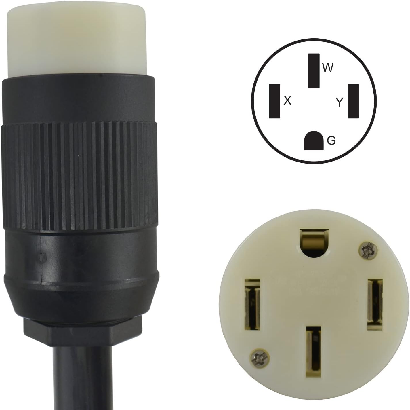 Conntek PSS21450 1.5-Feet 50-Amp 125/250-volt Shore Power SS2-50P/ Generator CS6365 Locking Plug to NEMA 14-50R Female Connector, Black