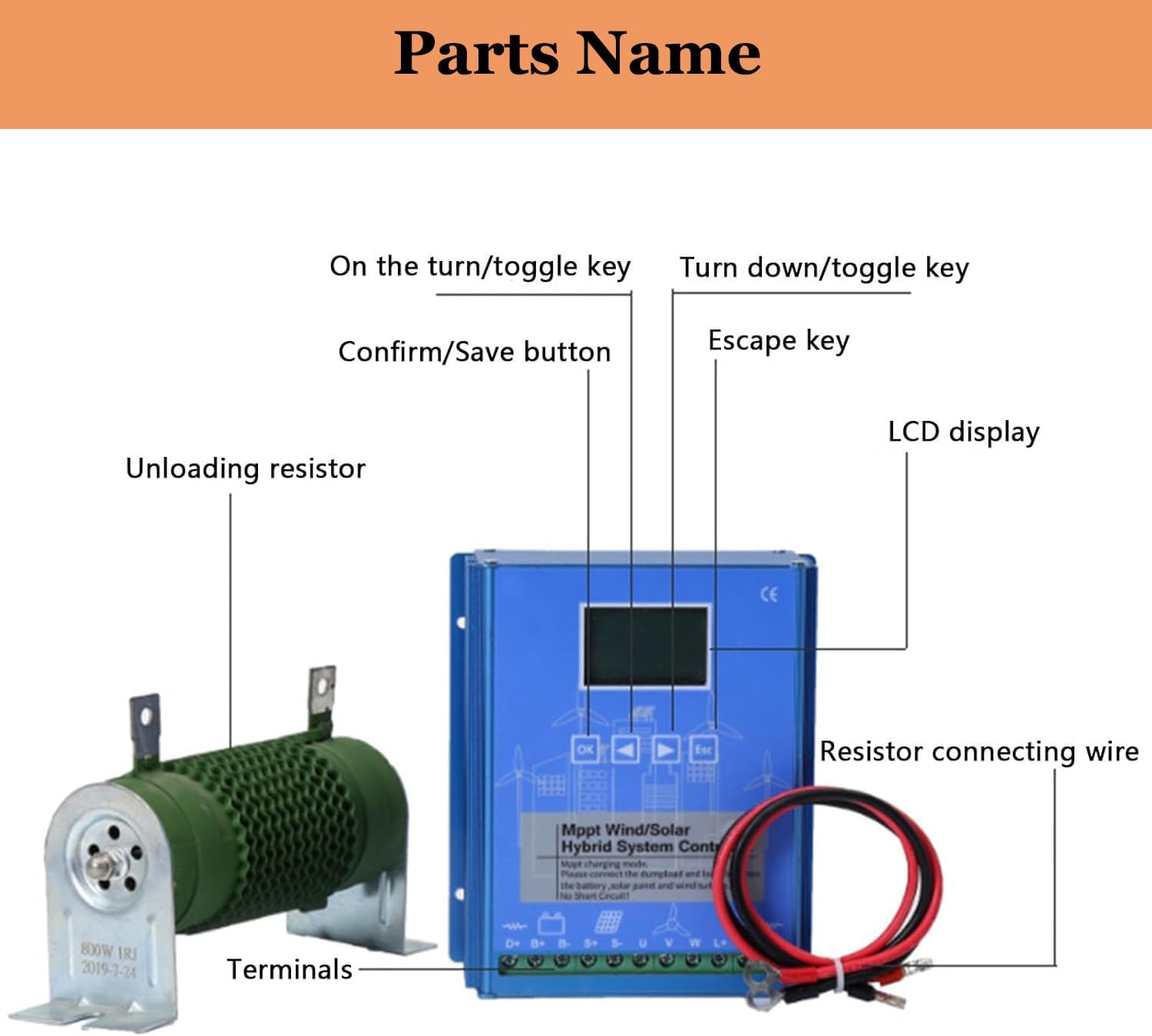 12V/24V/48 Mppt Wind Solar Hybrid Controller,MPPT Wind Solar Panel Charge Controller with LCD Display, for Solar Controller and Wind Turbine,24V/48V-Wind800W+Solar600W