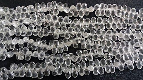 13 inch natural beads strand of 5x7-7x9mm faceted drop crystal quartz gemstone briolletes beads for DIY jewelry - necklace, bracelet, earring, ring.
