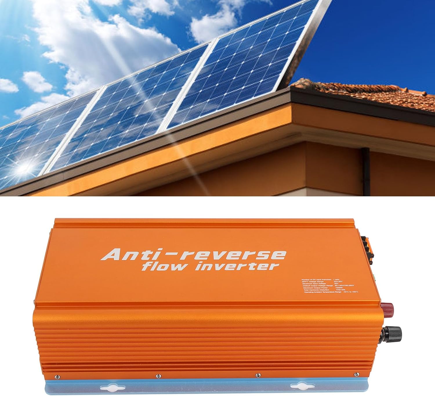 Fafeicy 1000W Grid Tie Solar Power Inverter, with APP Monitoring MPPT Technology, for RV and Household Use 22-50V DC Input 48-62Hz Frequency (120V)