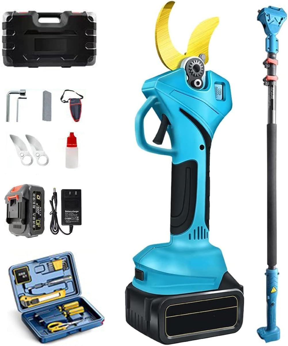 Electric Pruning Shears, Extendable Tree Pruning Pruner Cordless Electric Pruning Shears,40mm Cut Electric Pruner Battery Powered,with Extension Pole,Battery*1