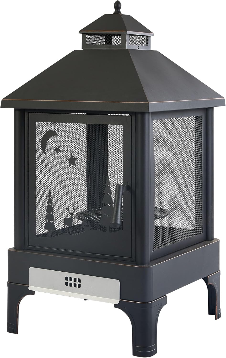 2 in 1 Outdoor Fire Pit with Grill, Garden Metal Outdoor Heating Furnace for Garden, Yard, BBQ, Wood Burning Fire Pit for Backyard & Bonfire to Party (YY001)