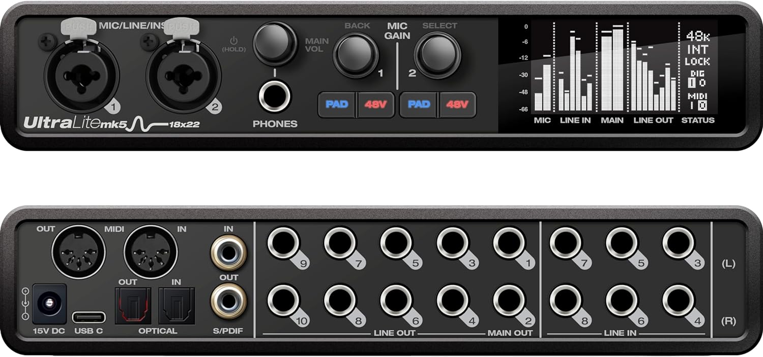 MOTU UltraLite-mk5 18x22 USB Audio Interface 3 for Mac, Windows and iOS with mixing and effects