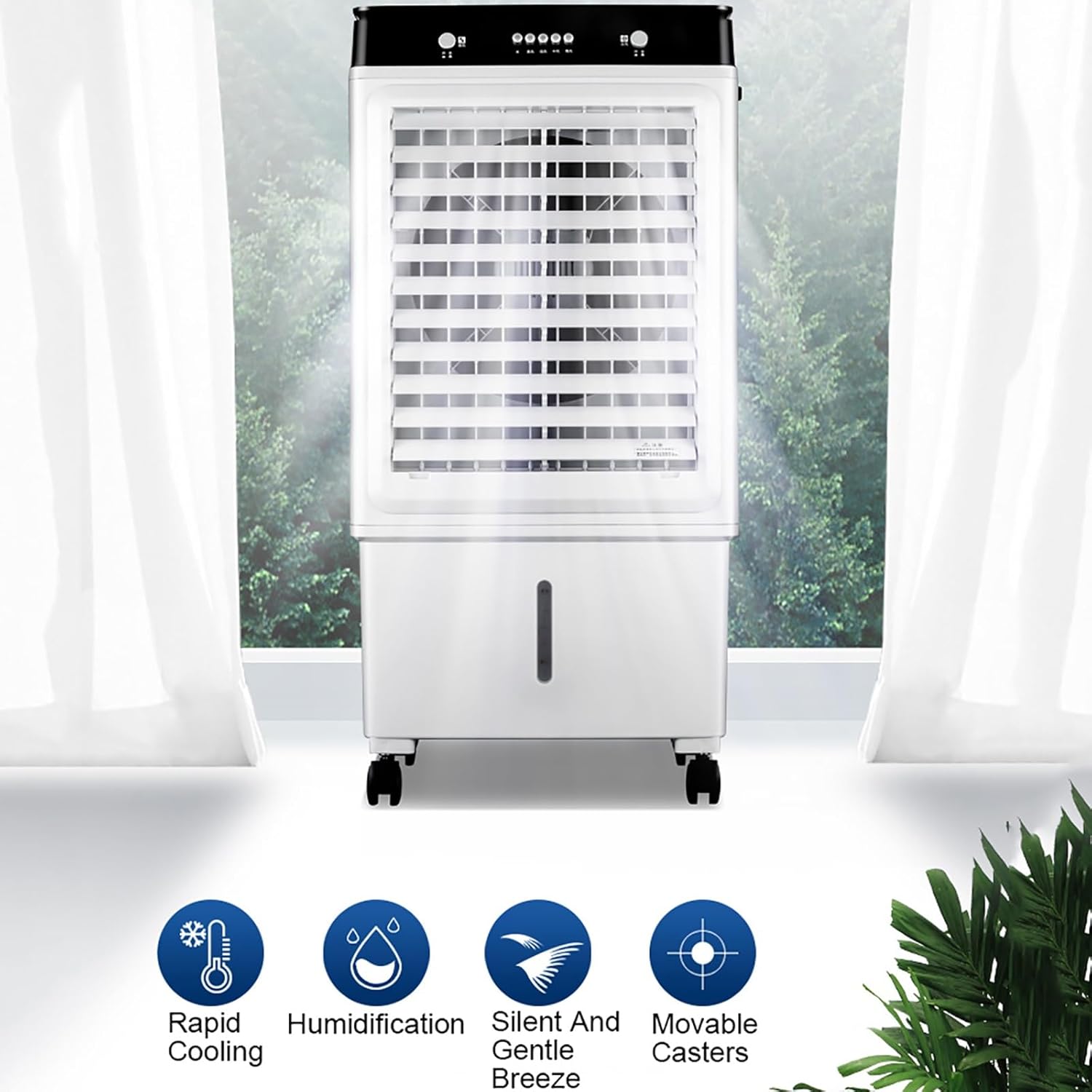 Evaporative Air Cooler, Personal Swamp Cooler with Large Water Tank and 3 Speeds, Fast Cooling Portable Air Conditioners for Room