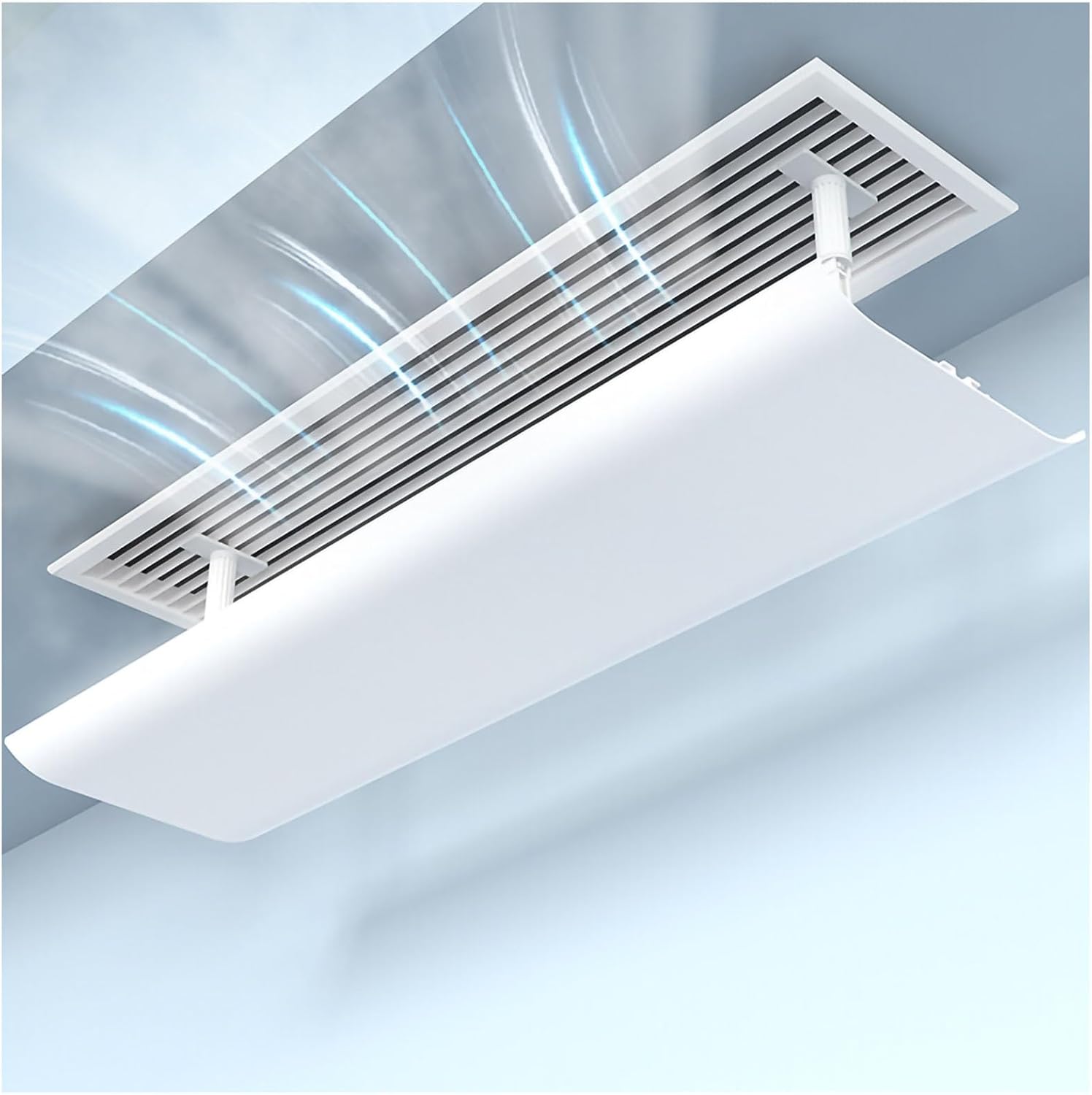 Central Air Conditioner Deflector - Adjustable Ceiling Vent Diffuser With 180° Wide-Angle, Anti-Condensation Baffle For Prevent Direct Breeze & Improve Airflow(47x12in/120x30cm)