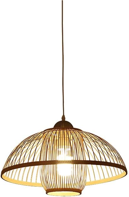 Japanese Style Bamboo Chandelier,Creative Umbrella Shaped Rattan Hanging Lighting,E27 Hanging Lamp, Hand-Woven Bamboo Lampshade,Tea House Club Lighting Fixture
