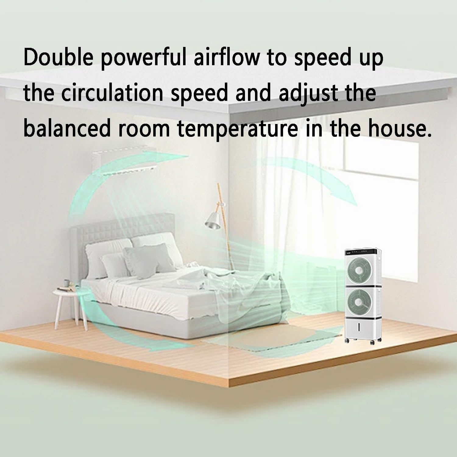 Portable Cooling Fan ,Evaporative Air Cooler, Swamp Cooler with Remote; 12H Timer,3 Speeds, Air Conditioners for Bedroom, Living Room, Office; Tower Fan thats Blow Cold Air for Home(65cm(25.59in))