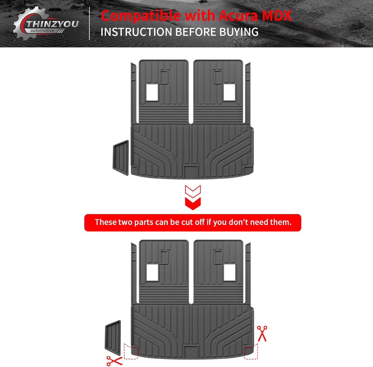 Cargo Mat Compatible with 2022-2025 2026 Acura MDX (NOT for Type S) Cargo Liner Lower Trunk Mat Trunk Liner Back Seat Cover 2024 MDX Accessories (Trunk Mat with Backrest Mat+Sub Trunk Mat)