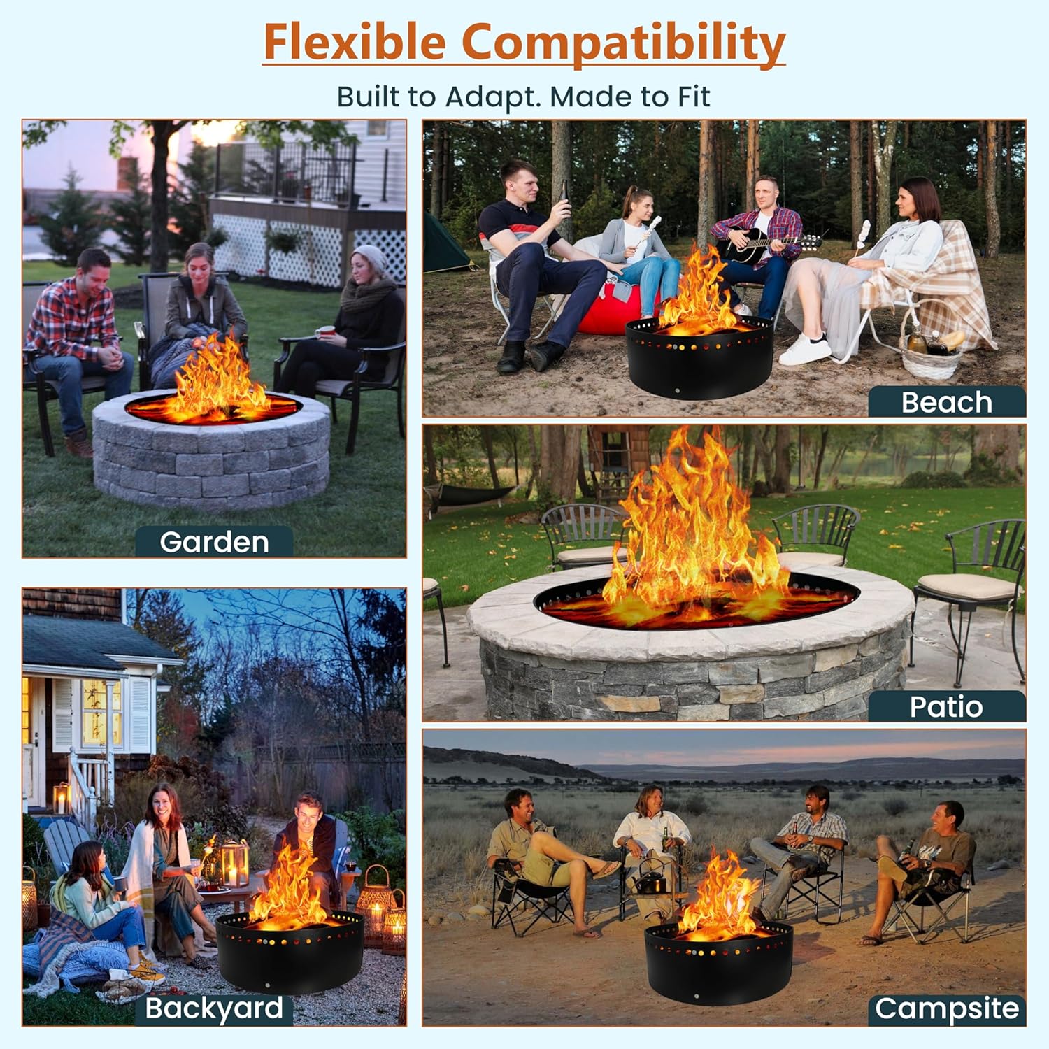 FEBTECH Smokeless Fire Ring for Outside Fire Pit - 36