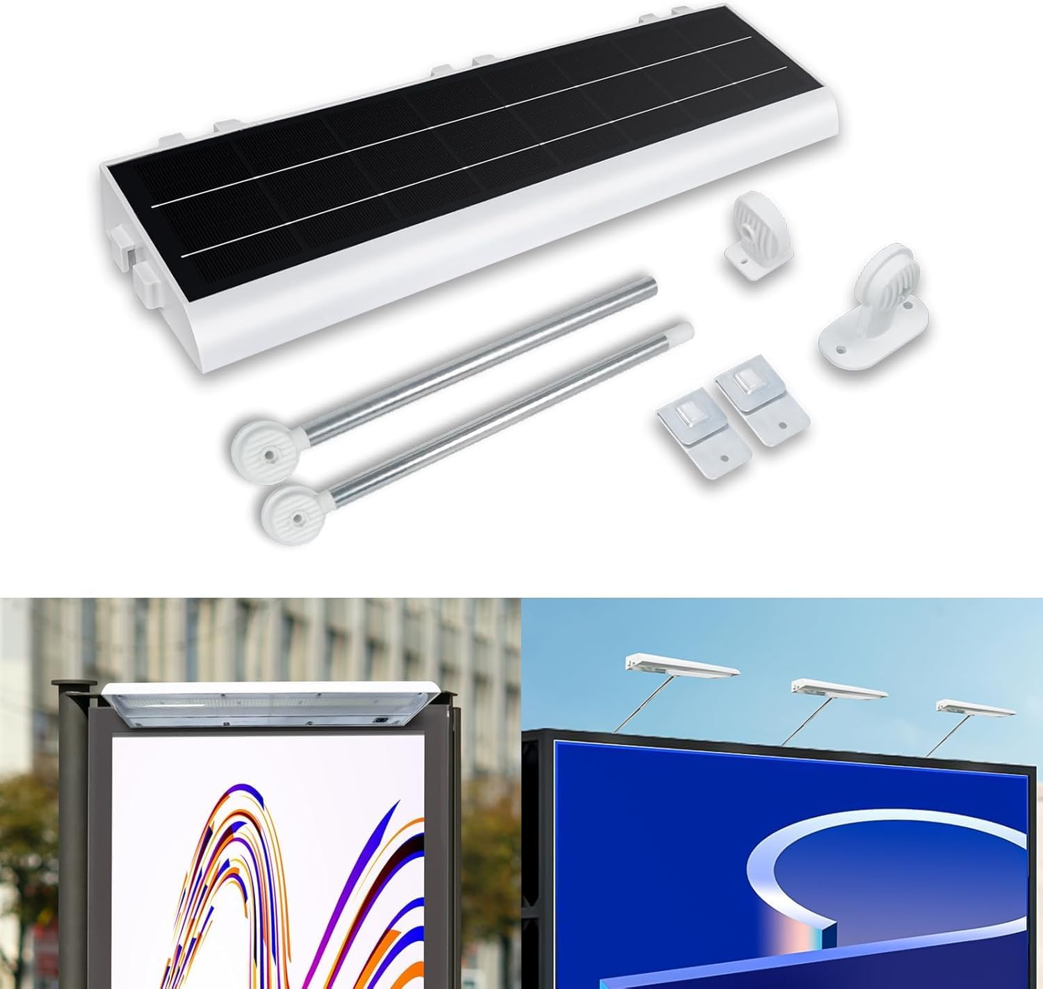Solar Sign Lights Outdoor, 232 led Solar Sign Light, 8000 mAh Billboard Lighting for Bussiness, Real Estate, Shop, Bus Stop, HOA, Highway Signs, Waterproof Commercial Billboart Lighting
