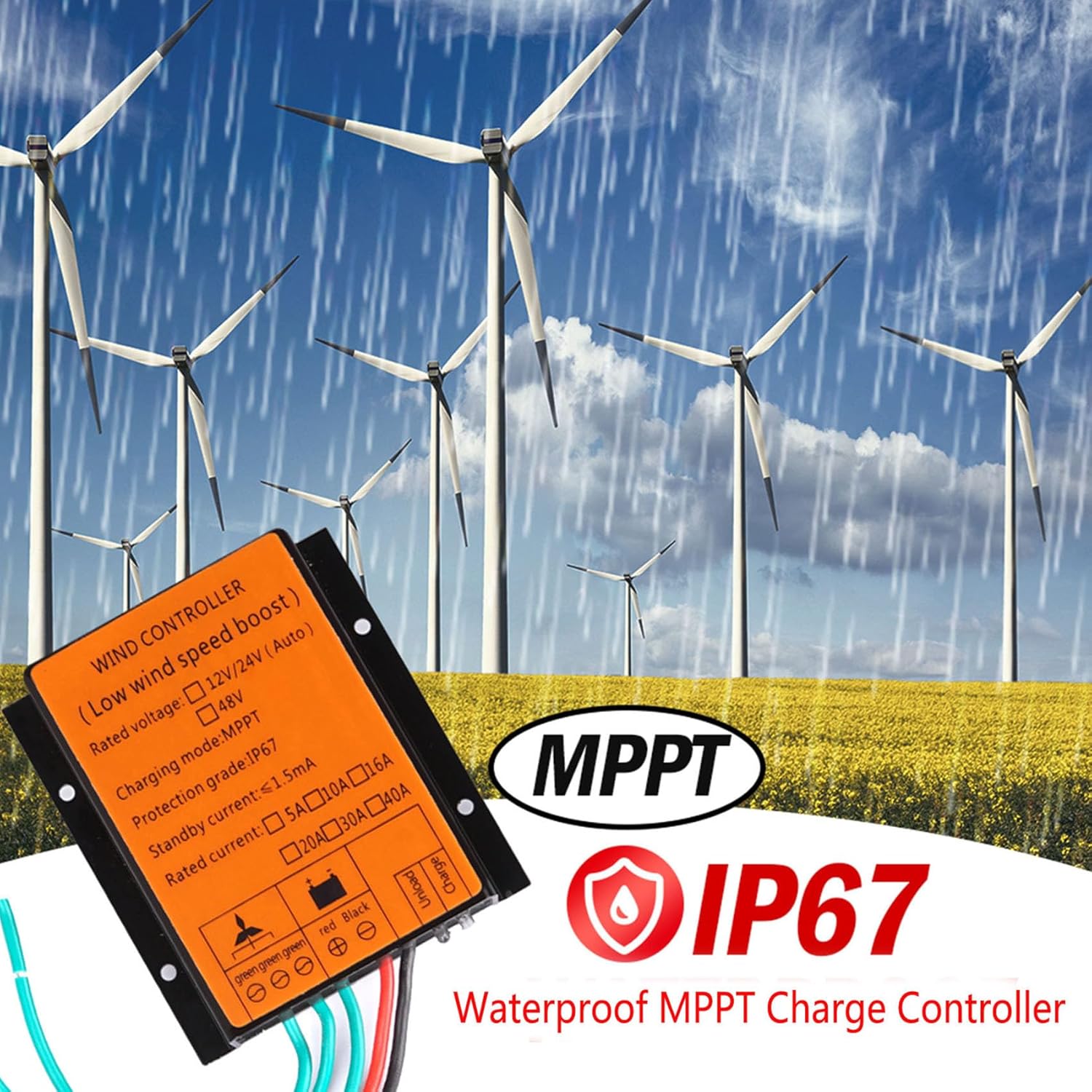 Efficient 16000W Waterproof MPPT Charge Controller,DC12V24V 48V IP67 Wind Turbines Generator Battery Charge Controller Regulator