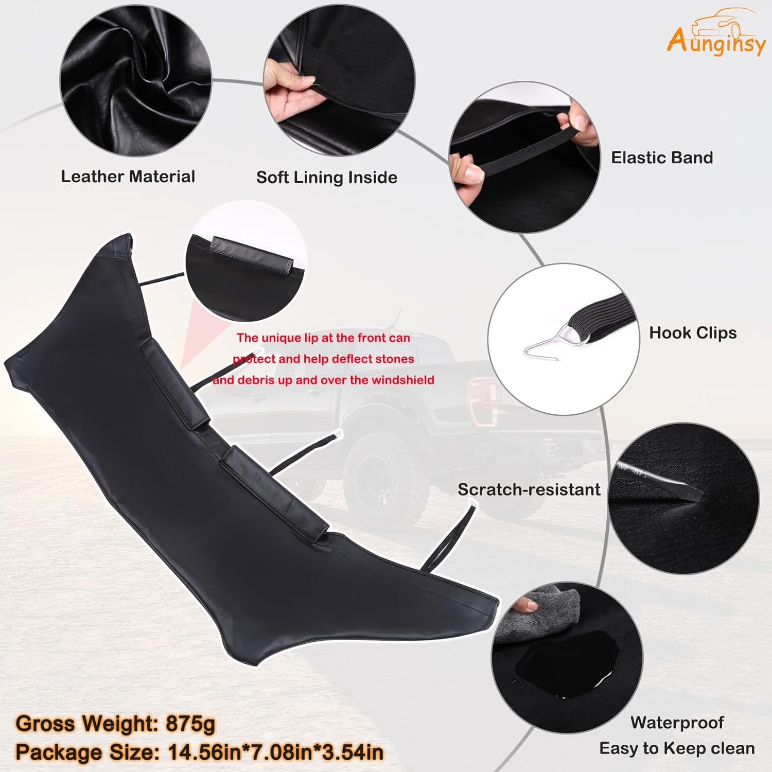 Aunginsy Car Hood Protector Bra Compatible with Kia Soul 2009-2013 Auto Front Engine Hood Cover Black Leather Protector Cover Half Hood Bonnet Bra Front Car Cover Mask Hood Shield Exterior Accessories