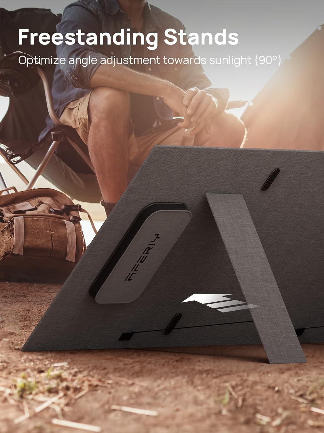 AFERIY 100W ETFE Portable Solar Panel, 23% Conversion Efficiency, with Foldable Adjust Kickstand, IP65 Waterproof Solar Panels for Camping, RV, Home Use