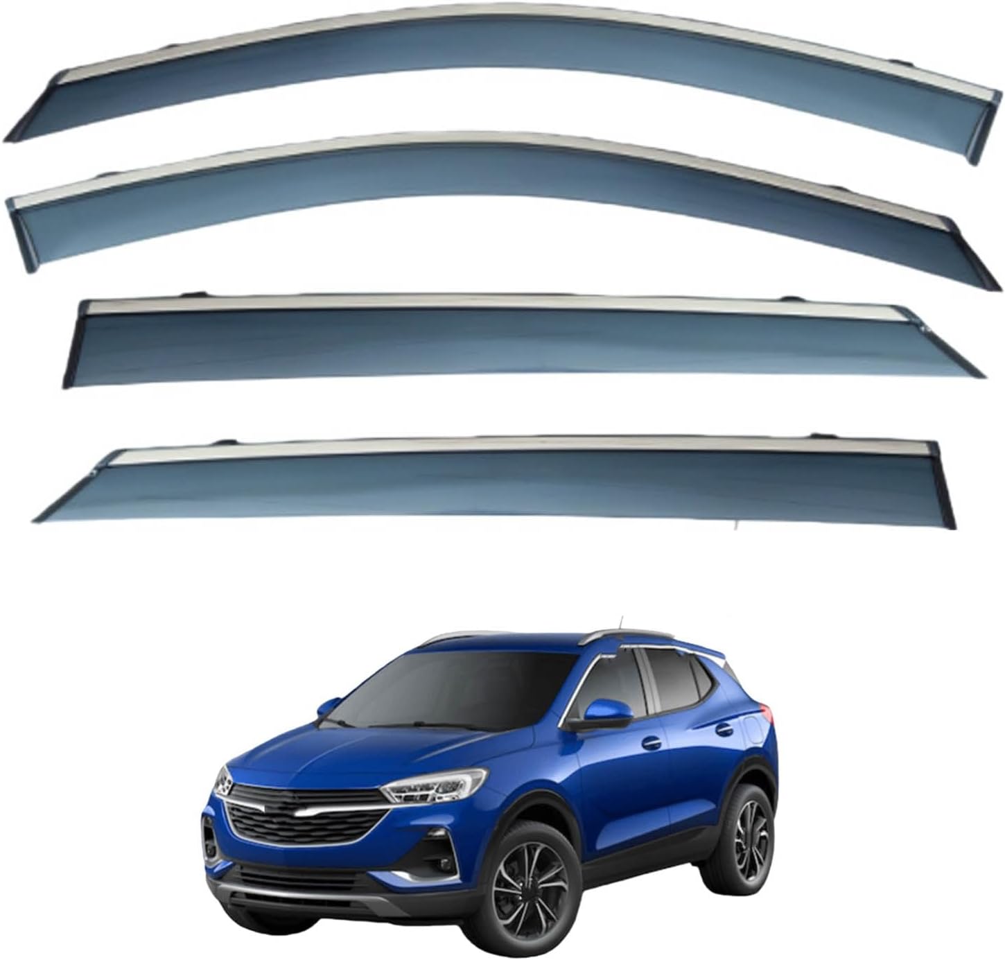 Window Deflectors for Buick Encore GX LWB MK1 2020+, Sun Rain Guard Window Visors Vent Shades with Bright Stripes Car Accessories