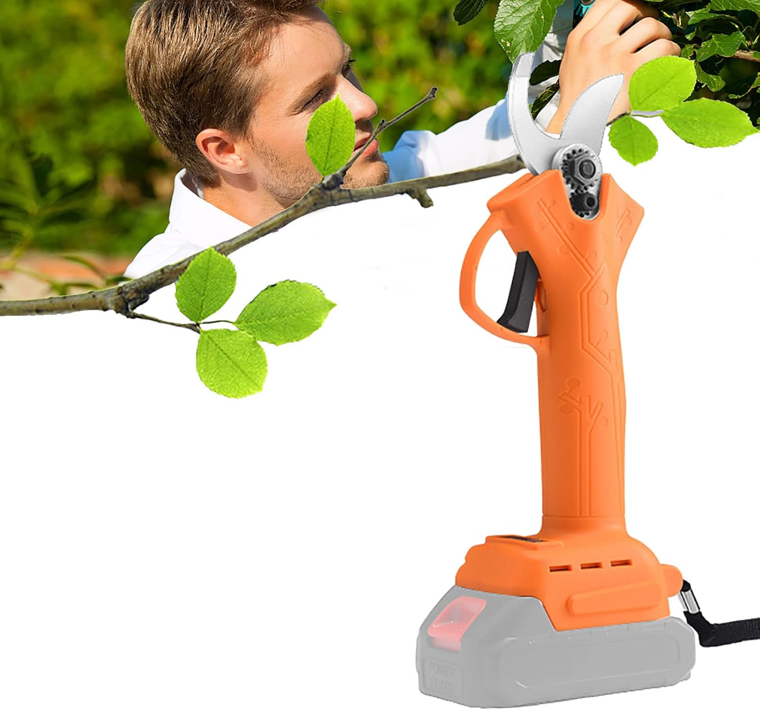 Power Tool Branch Cutter Electric Cordless Pruning Shears, Electric Garden Shears Electric Scissors, 4 Gear Garden Fruit Tree Pruning, Secateurs 0~30mm for Garden/Patio Set3 yellow