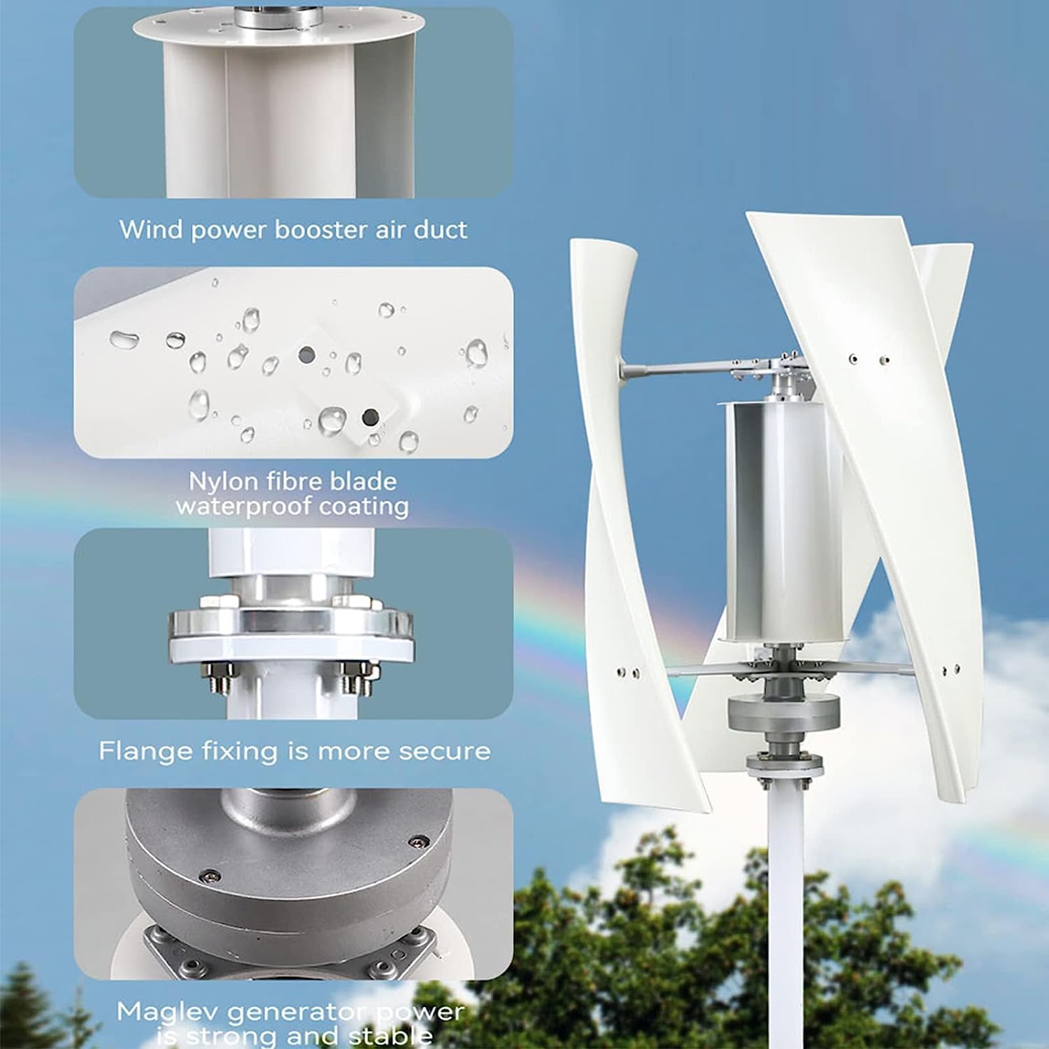 CHRISK Vertical Axis Wind Turbine Generator 6000W 3 Blades Wind Power Generator, Free Energy Windmill Generator Set with MPPT Controller for Boat, Log House, Home