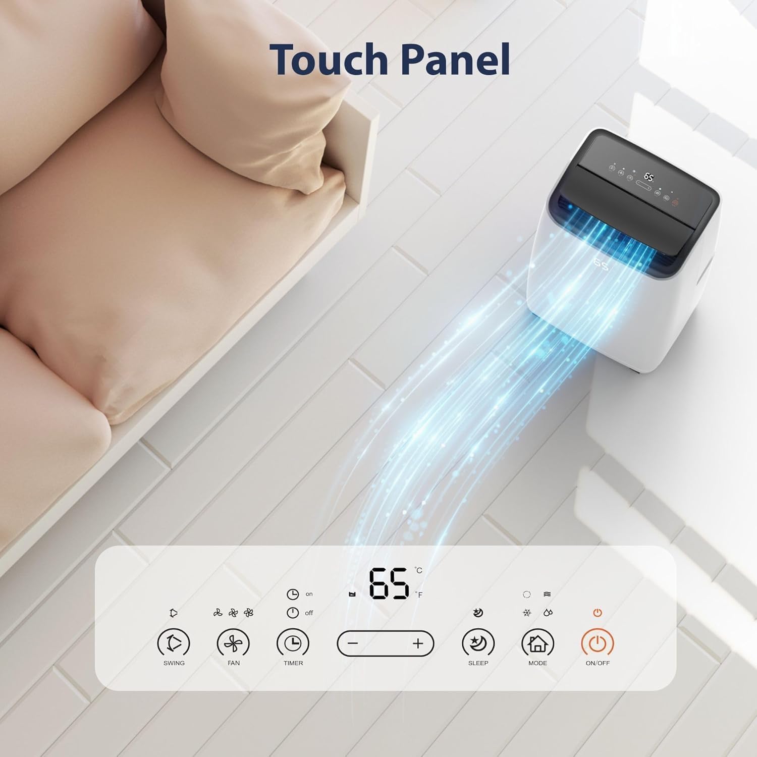 Portable Air Conditioners 14,000 BTU, Portable AC Units for Rooms With Multi-Function Fan, Dehumidifier Mode, Remote Control AC Unit for Bedroom Apartments Up to 750 Sq.Ft, Black