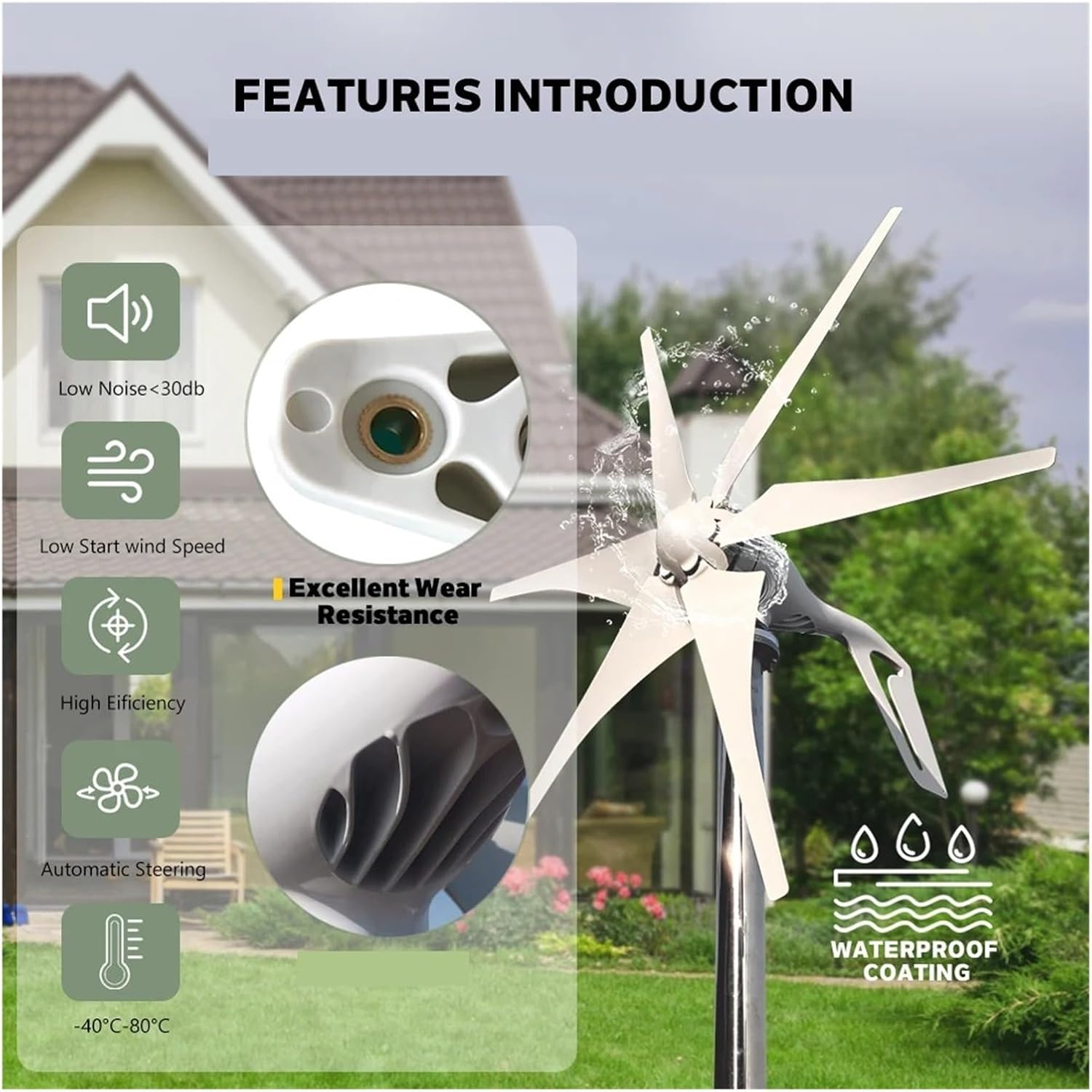 1000W Household Small Horizontal Wind Turbine Generator 12v 24v 48V with MPPT Controller Low Noise Windmill Low Starting Speed for Home(MPPT Hybrid Control,24V_1000W)