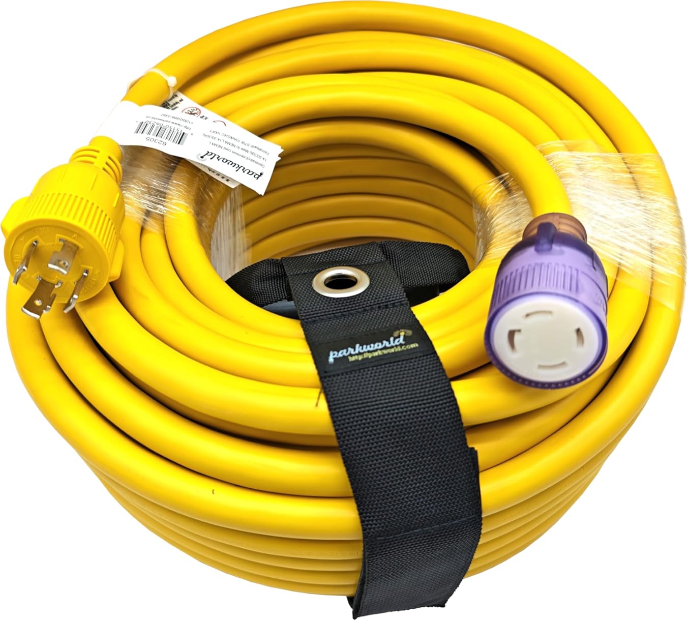 Parkworld 62305 NEMA L14-30 Extension Cord, Generator 30amp 4 Prong NEMA L14-30P to L14-30R Female with Lighted (Yellow)
