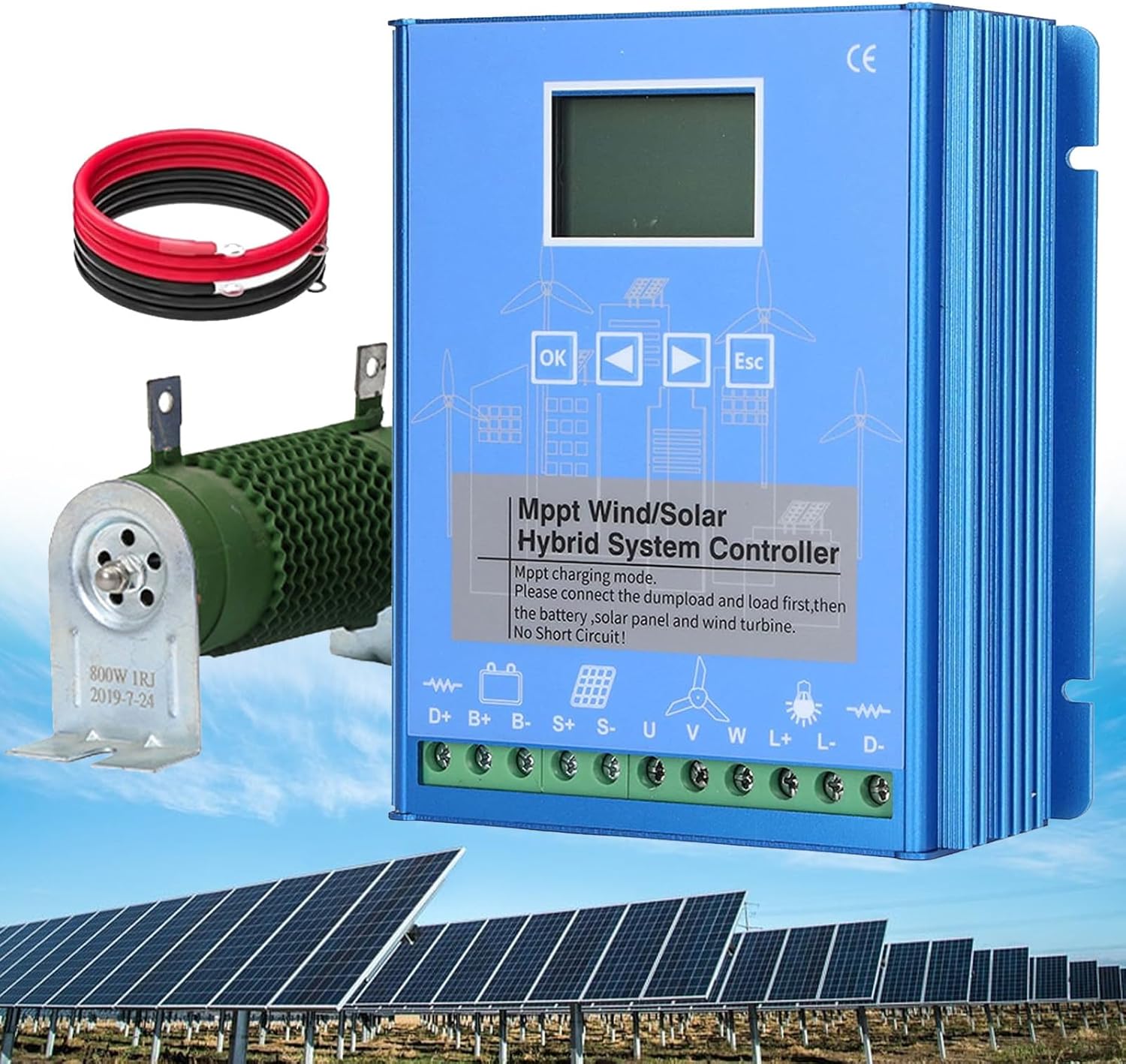 12V-48V Solar Wind Hybrid Charge Controller for Off-Grid Systems, 12000W Boost Controller with Unloader, Ideal for Solar Panels & Wind Turbines