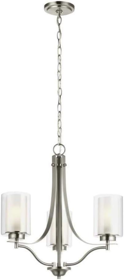 Generation Lighting 3137303-962 Elmwood Park Three - Light Chandelier Hanging Modern Fixture, Brushed Nickel