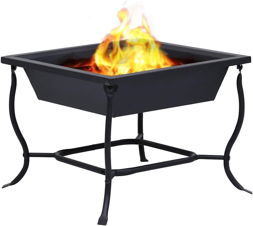 Black Powder-Coated Steel Fire Pit, 16.5