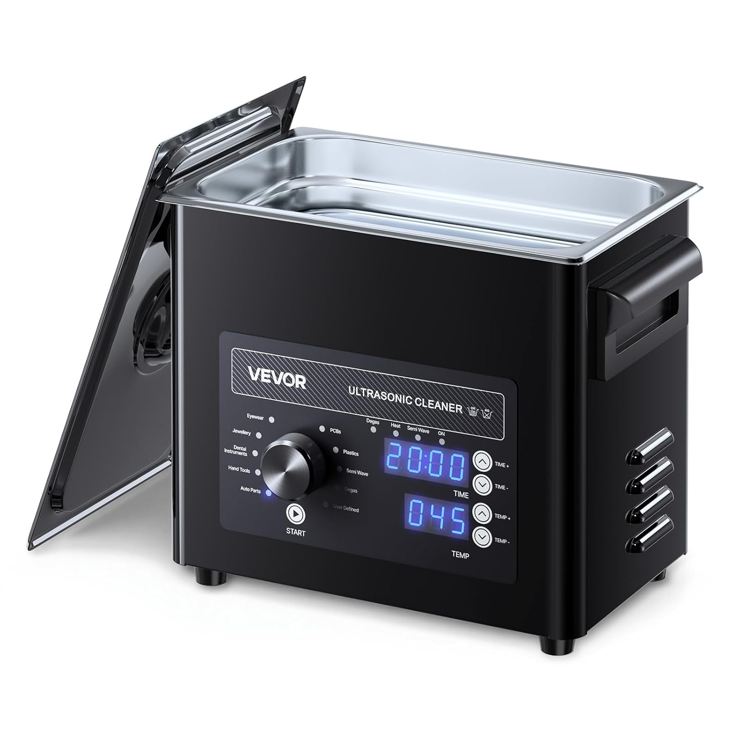 VEVOR 3L Ultrasonic Cleaner, Professional Ultrasonic Cleaner Machine with Knob Control, Stainless Steel Cleaning Machine with Basket and Cleaning Ball, for Watches, Razors, Jewelry, Coins and More