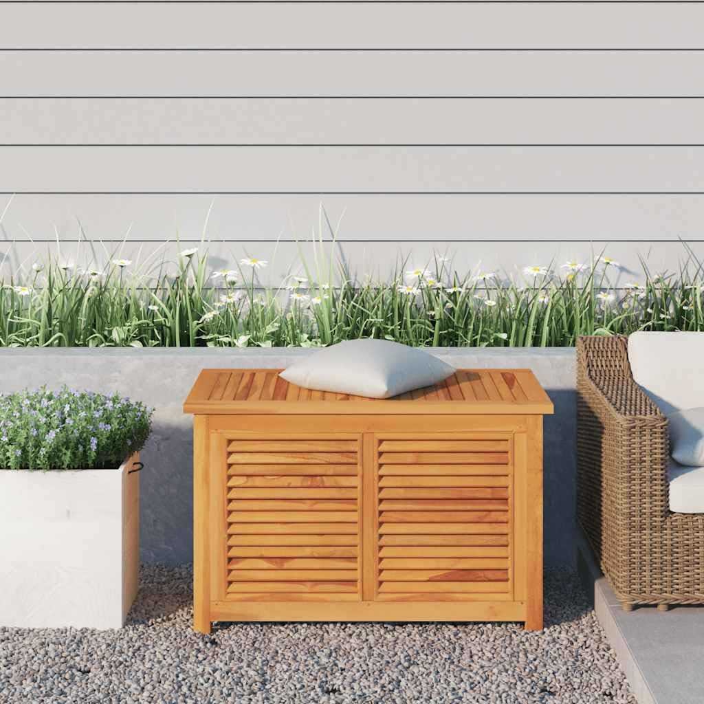 Garden Storage Box Warm Teak, Solid Wood Outdoor Deck Cabinet for Patio Cushions, Tools, and Toys, Easy Assembly