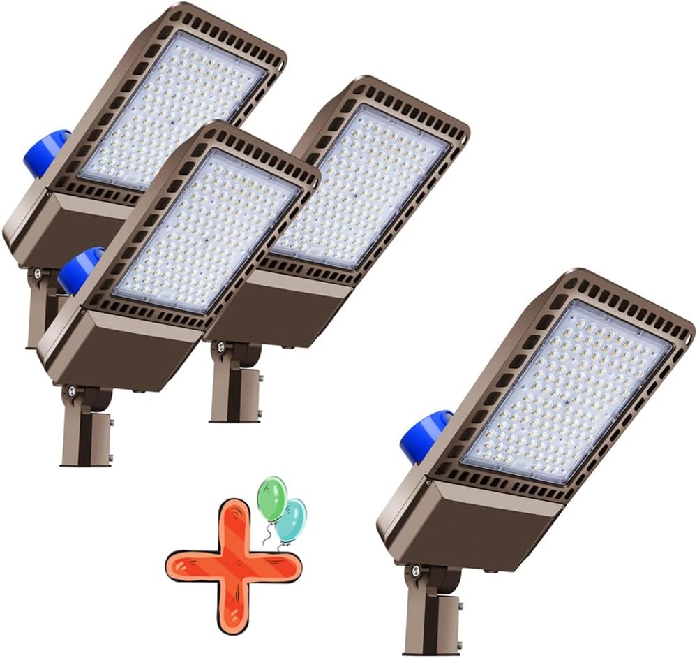 ledmo 300W 4Pack Led Parking Lot Light Commercial Slip Fitter Mount Dusk-to-Dawn Photocell Outdoor Area Lighting