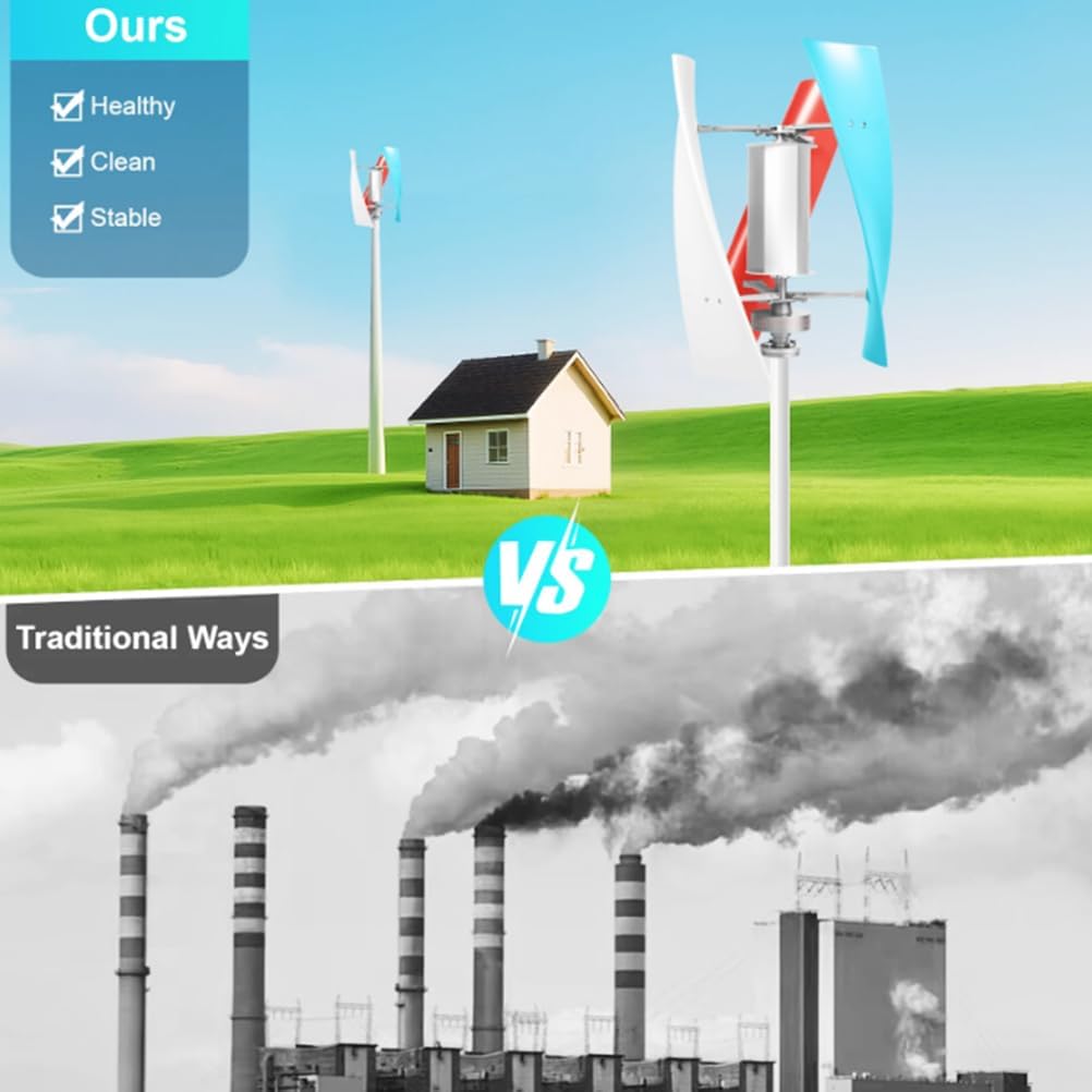 Low Noise Wind Turbine Generator Kit, 12V 24V 48V 3000W for Boats Gazebos & Houses Portable 3 Blade Windmill W/Controller and Power Inverter Converter