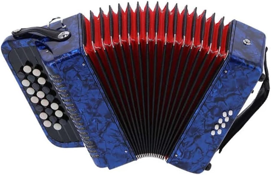 22 Keys 8 Bass Accordion Concertina, with Strap and Accordion Backpack, Music Accordion Instrument, Excellent Gift for Children and Friends