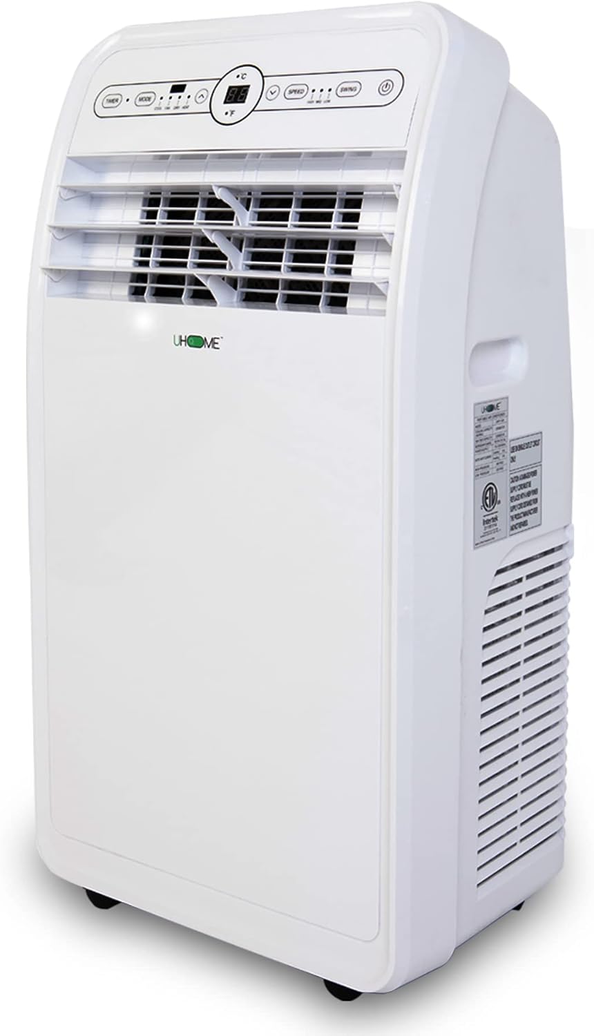 Uhome 12000 BTU Portable Air Conditioner with Heater up to 400 Sq. Ft, Ac Heater Combo Window Unit, Portable AC Unit with Dehumidifier & Fan, Cools & Heats,Remote Control and Window Kit Included,White