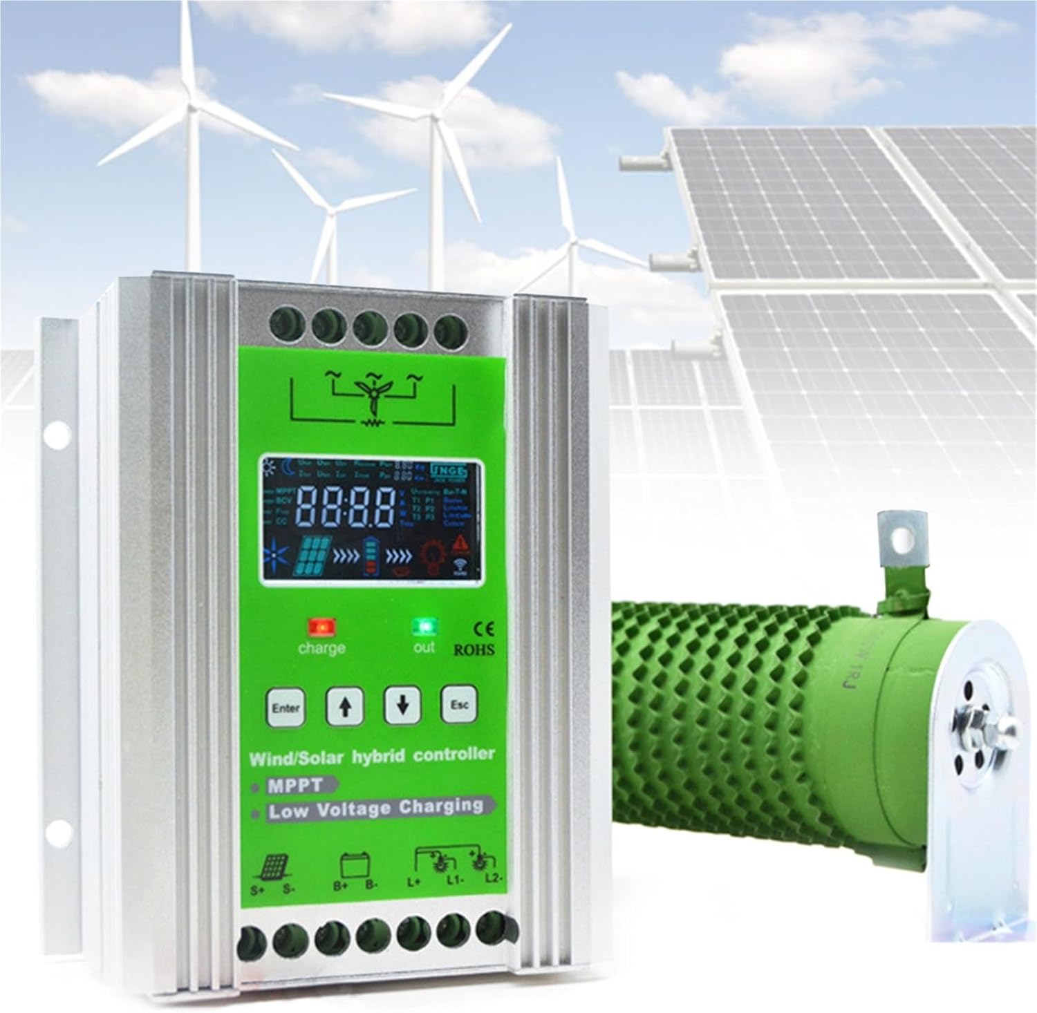 4000W-7000W Wind & Solar Hybrid System MPPT Charge Controller Solar Controller Wind Turbine 12V/24V/48V Auto Regulator Home Use Wind Generator(12V-24V,7000w)