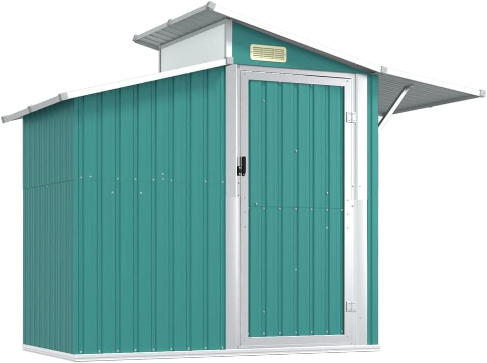 Garden Shed, Galvanized Steel Storage Shed 106.3 x 51.2 x 82.2 in, Durable Outdoor Storage for Garden Tools, Pool Equipment, and Backyard Essentials