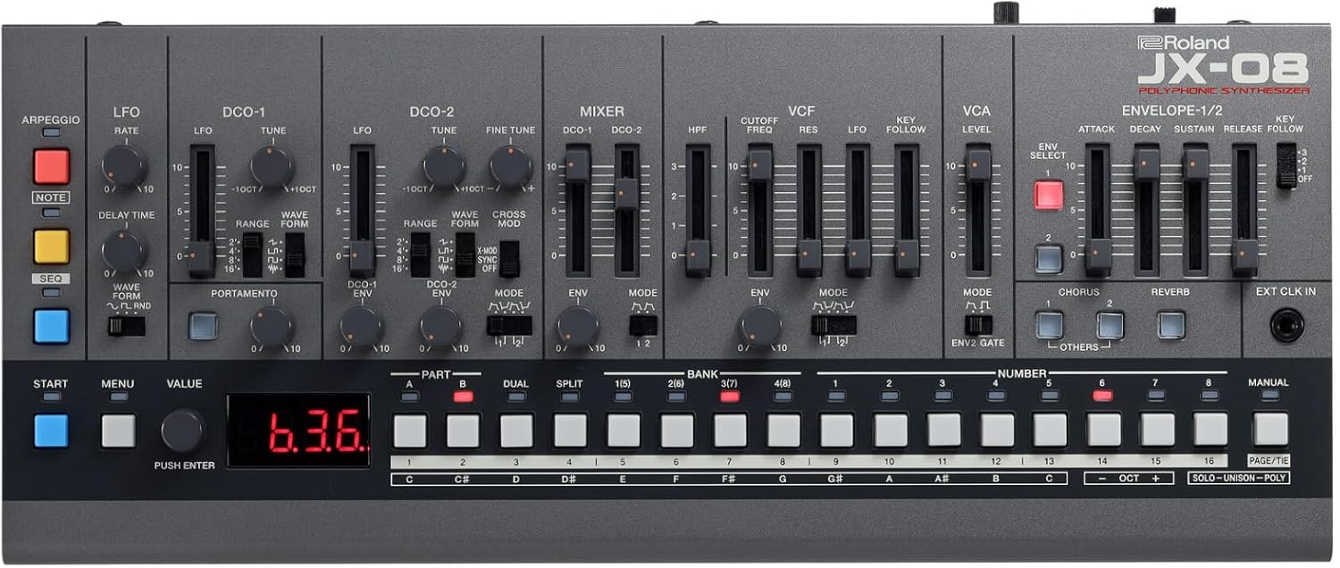 Roland JX-08 Tabletop Sound Module Boutique Synthesizer – Compact, Lightweight, Portable, Onboard Speakers and Battery Operation