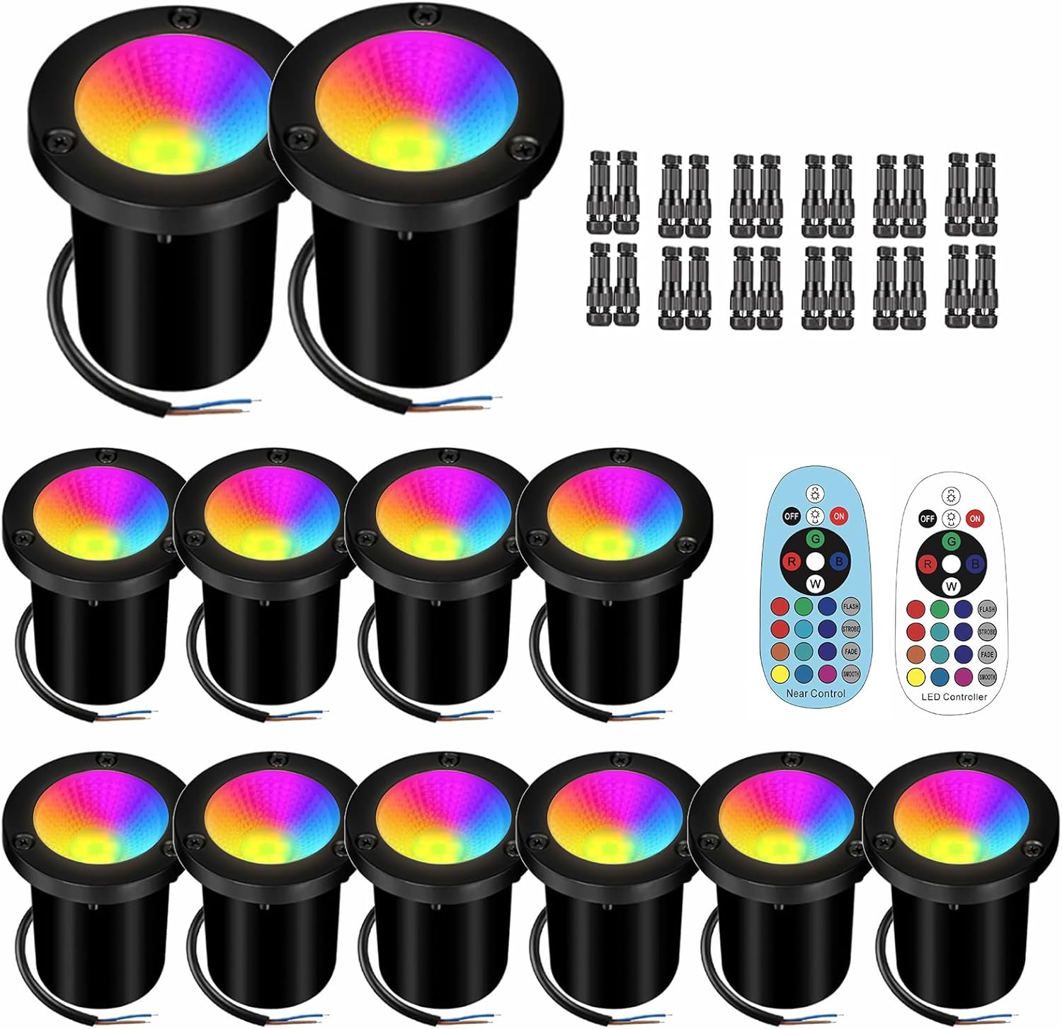Low Voltage Landscape Lighting - 10W RGB Landscape Lights with Color Changing, 12V-24V Waterproof In-Ground Lights,Outdoor Landscape Lighting for Yard Walkway Garden (12)