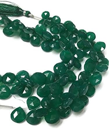 3matched pair -11x11mm -green onyx faceted heart shape briolette,deep green onyx briolettes