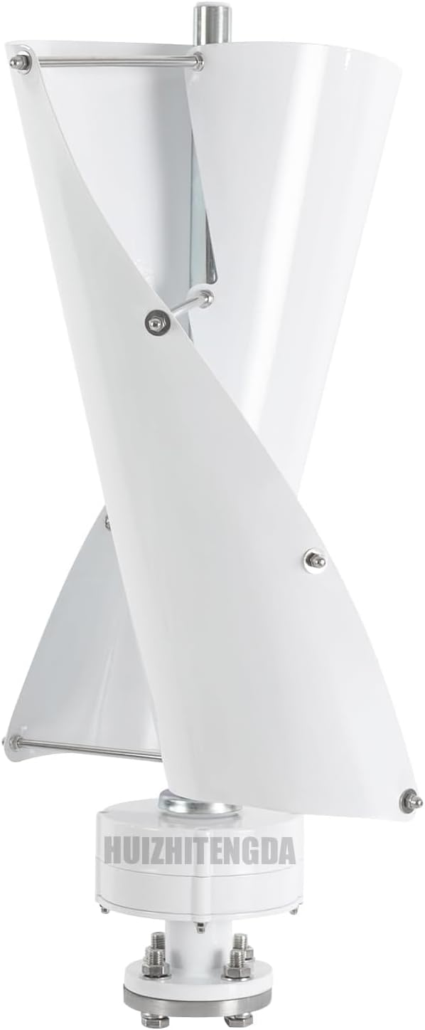 3000W Vertical Axis Wind Turbine Kit,12V 24V 48V No Noise Spiral Wind Power Generator W/Controller 2 Blade for Wind and Solar Power Generation (White)