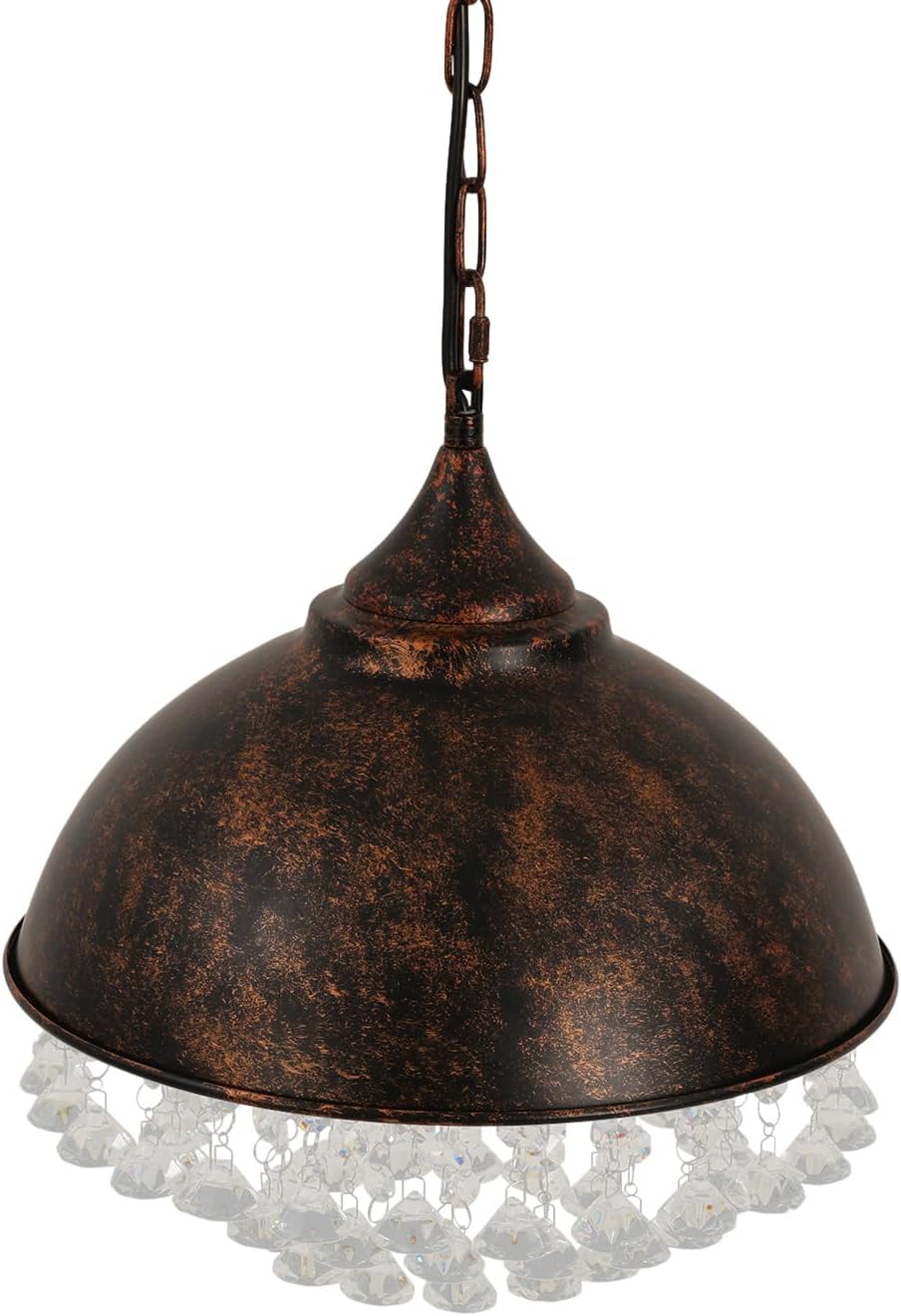 Industrial Crystal Pendant Light,12.59In Rustic Hanging Lamp with Crystal Glass,47.24In Adjustable Height Ceiling Lamp for Kitchen,Island,Bar Cafe,Loft