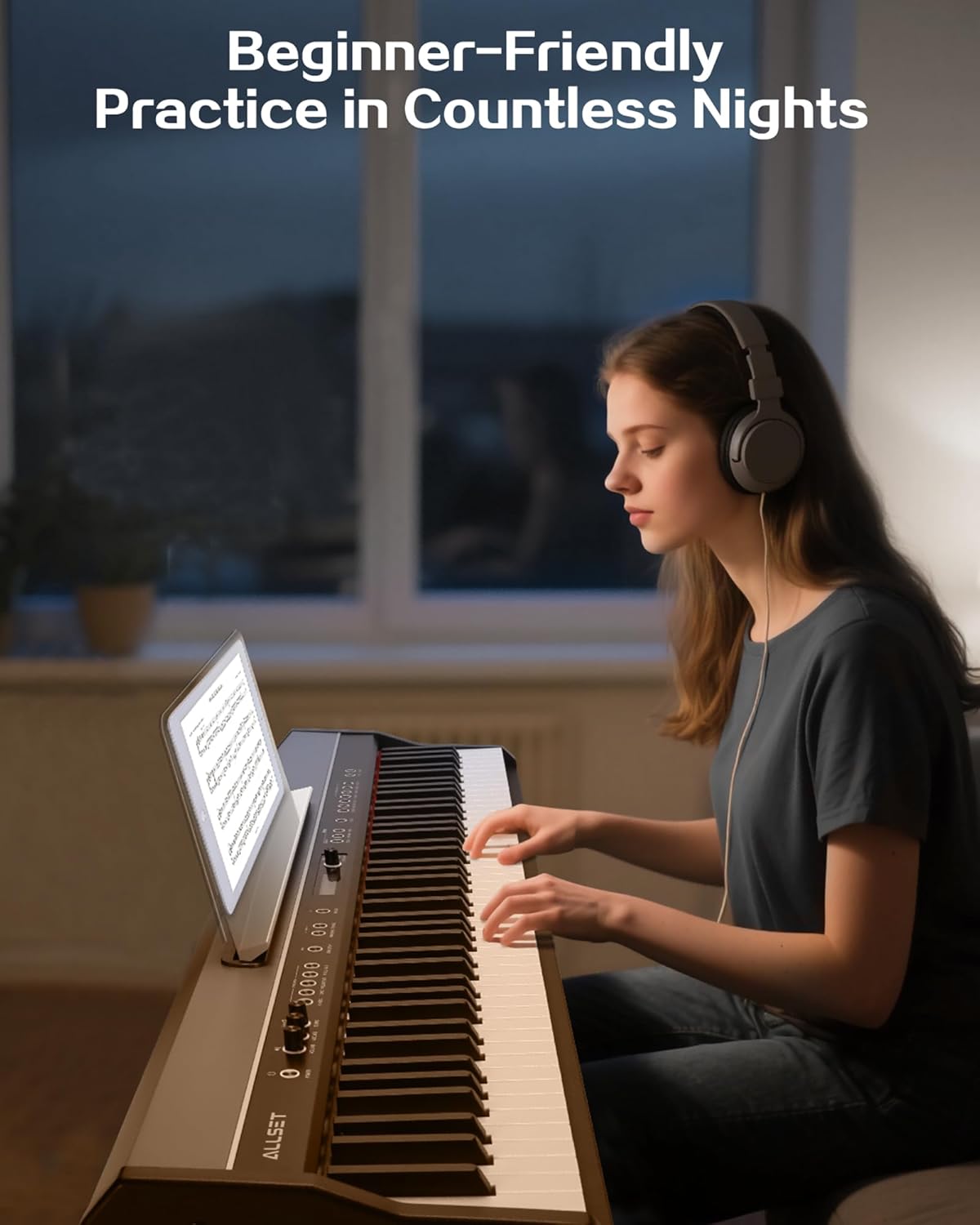 88 Key Weighted Keyboard Digital Piano Electric Keyboard USB-MIDI Connecting Hammer Action Piano Keyboard Triple Pedal Comes with Headphones 128 Tones for Beginners Adults