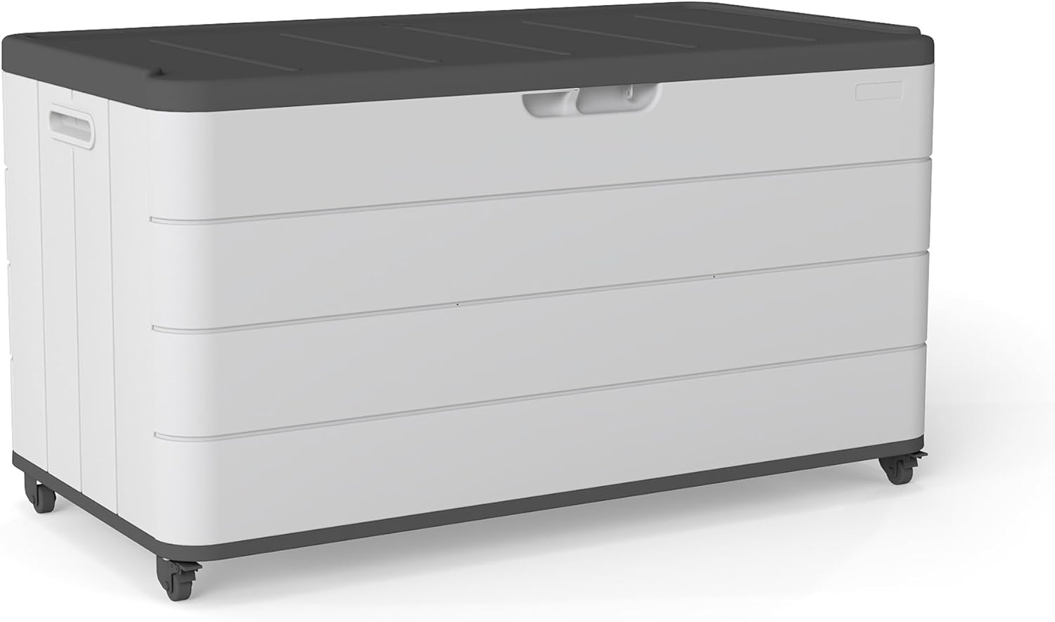 100GAL Square Storage Box (With Wheels) White，Waterproof Resin Storage Bin for Patio Cushions，Accessories，UV Resistan