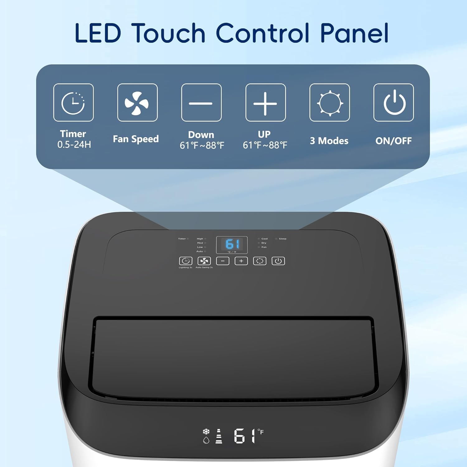 14000 BTU Portable Air Conditioners,Cooling,Fan,Dehumidification,Sleep Mode for Large Rooms up to 700 Sq.Ft,AC Unit with Remote Control,24H Timer,Installation Kits Included