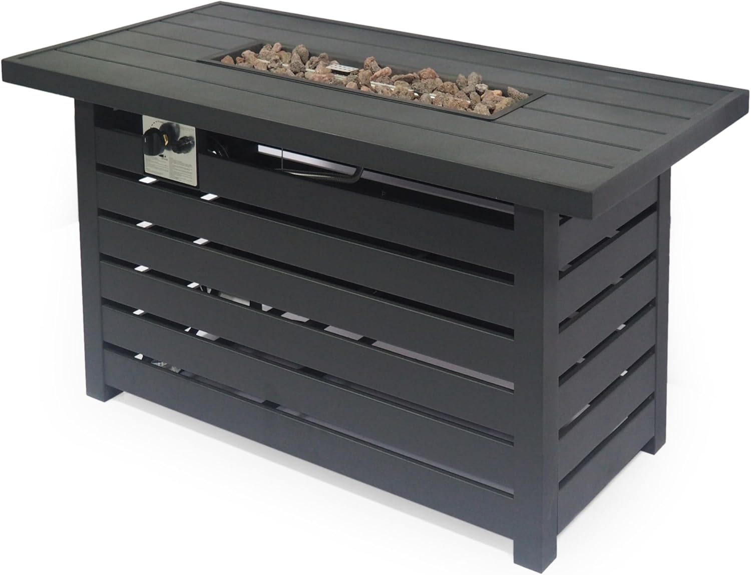 Propane Fire Pit Rectangular Iron 30,000BTU, Tank Cover Inside