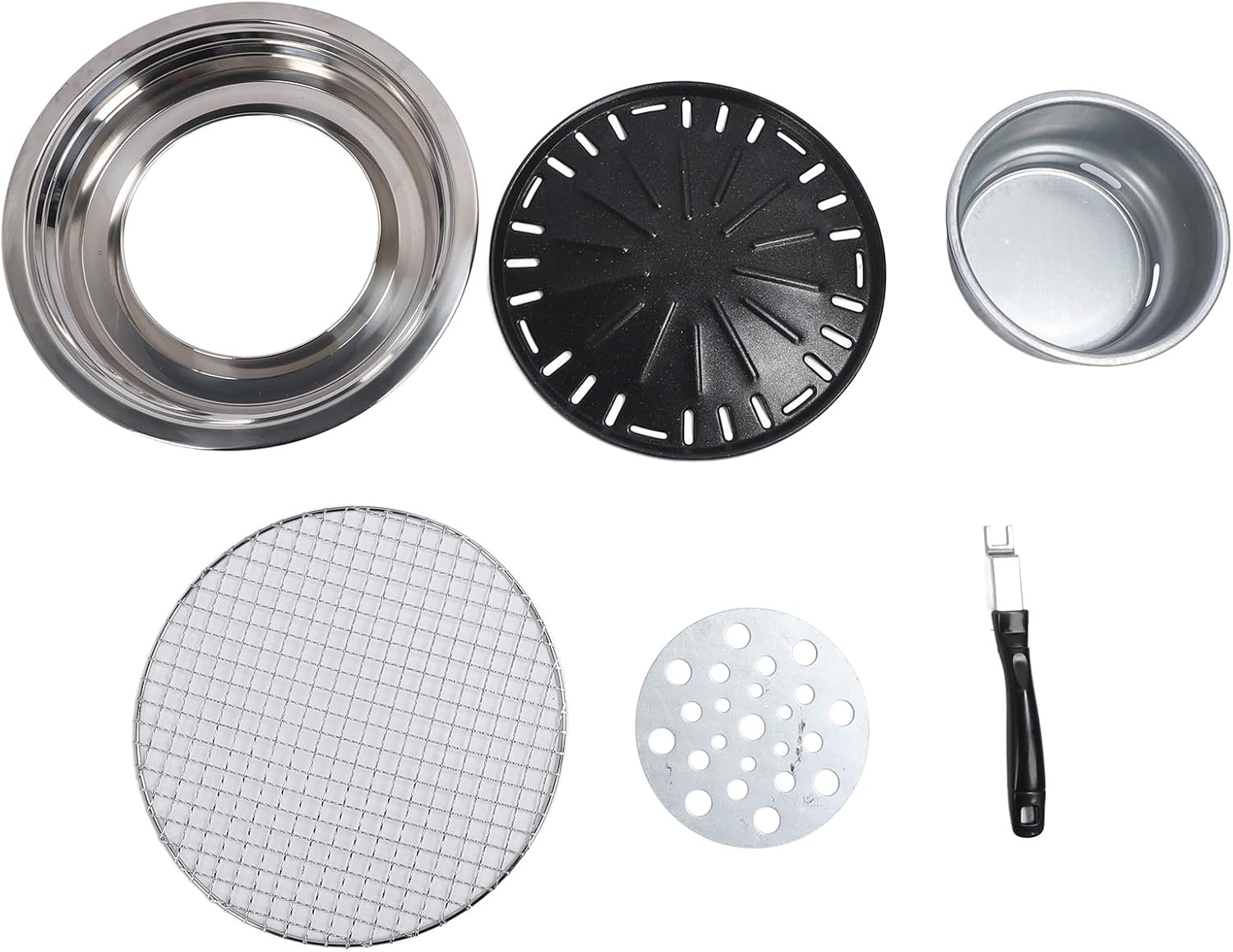 8 Piece Set Wood Fire Pit Table, Folding Portable Burning Firepit for Outdoor Camping, Indoor Grilling and Tea Brewing, with Grill Rack, Charcoal Tray and Storage Bag