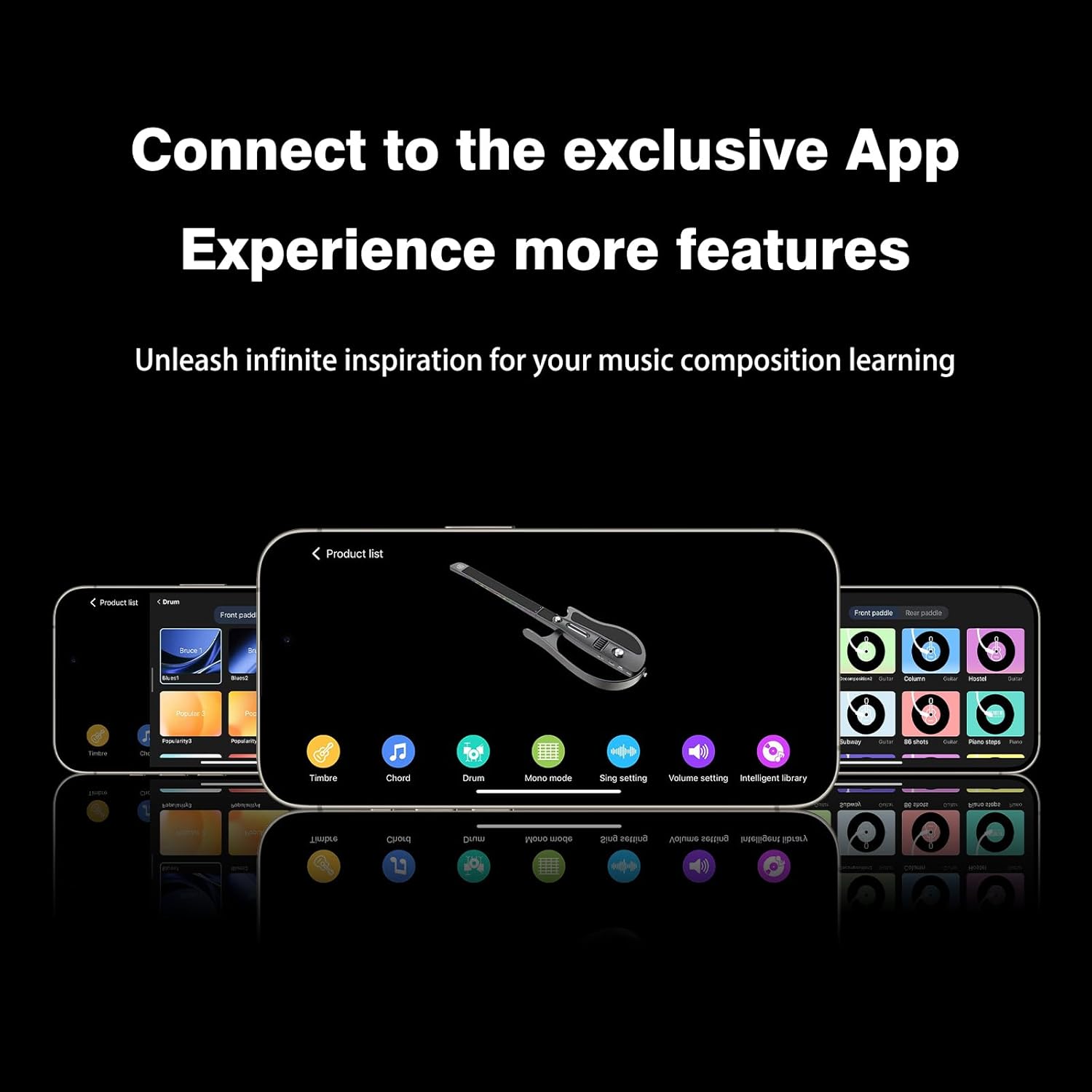 Stringless Electric Smart Guitar,Foldable & Portable Built-in Drum Machine & Bassline Travel Backing Guitarra for One-Man Band,Chord Generator (Entirely White)